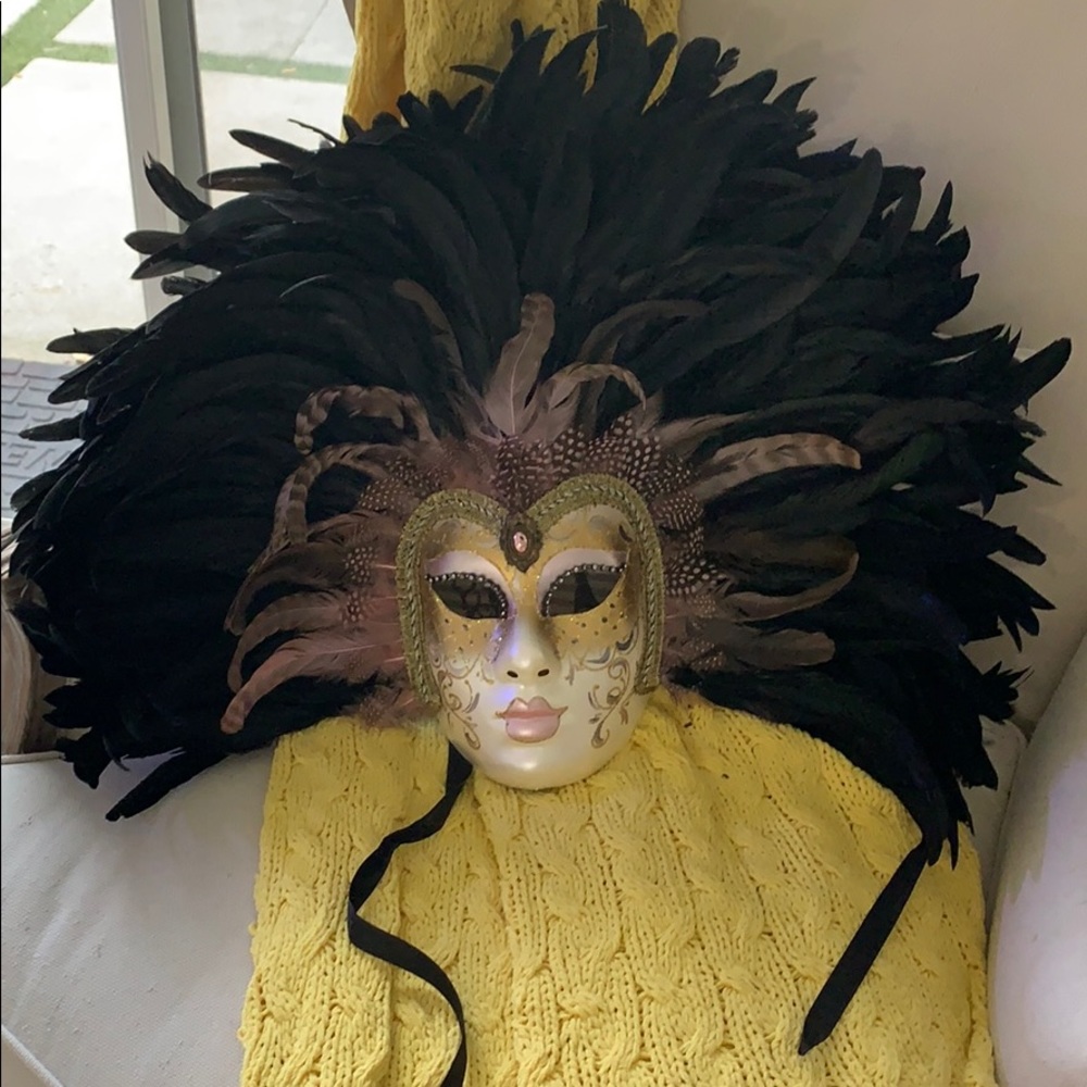 Stunning feathered hand-painted mask from Italy